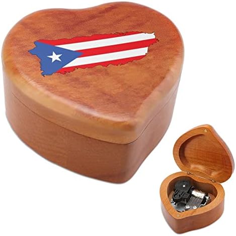Puerto Rico Zászlók Rica-i Fa Music Box Vintage Szél Fel Zenei Doboz Ajándék Karácsonyra, Szülinap, Valentin Napi Szív Alakú