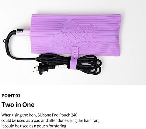 VODANA Szakmai GlamWave Kerámia hajsütővas Violet 1.4 inch(36mm) + hőálló Pad/Mat Tok 240 Ibolya