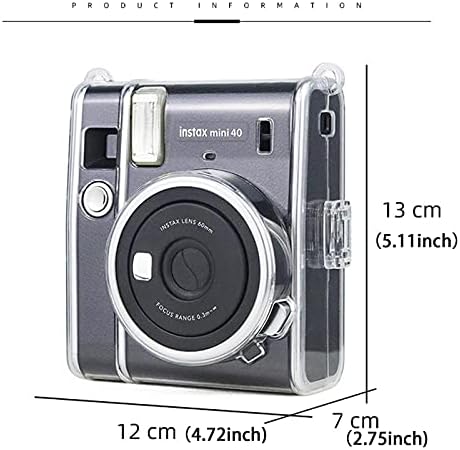Kamera-Nehéz Ügy a Fujifilm Instax Mini 40 Instant Fényképezőgép, Világos, kirakat Levehető, Állítható vállpánt, Átlátszó