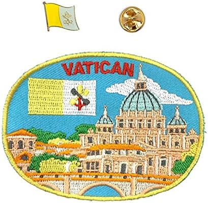 Egy-EGY 2 DB Csomag a Vatikán Jelenet Applied+Vatikáni Ország Zászlót Kitűző, Hímzés, Javítás, Szent Város, Jelvény, Város Javítás, Vas-on/Sew-a