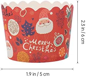 Hemoton Santa Csomagolópapír 200Pcs Karácsonyi Sütés Csésze Cupcake Aljzat Muffin Csésze Cupcake Papír Tartók Karácsonyi Party Dekoráció Christmaswrapping
