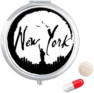 New York, USA Szabadság Vázlat Tabletta Esetben Zsebében Gyógyszer Tároló Doboz, Tartály Adagoló