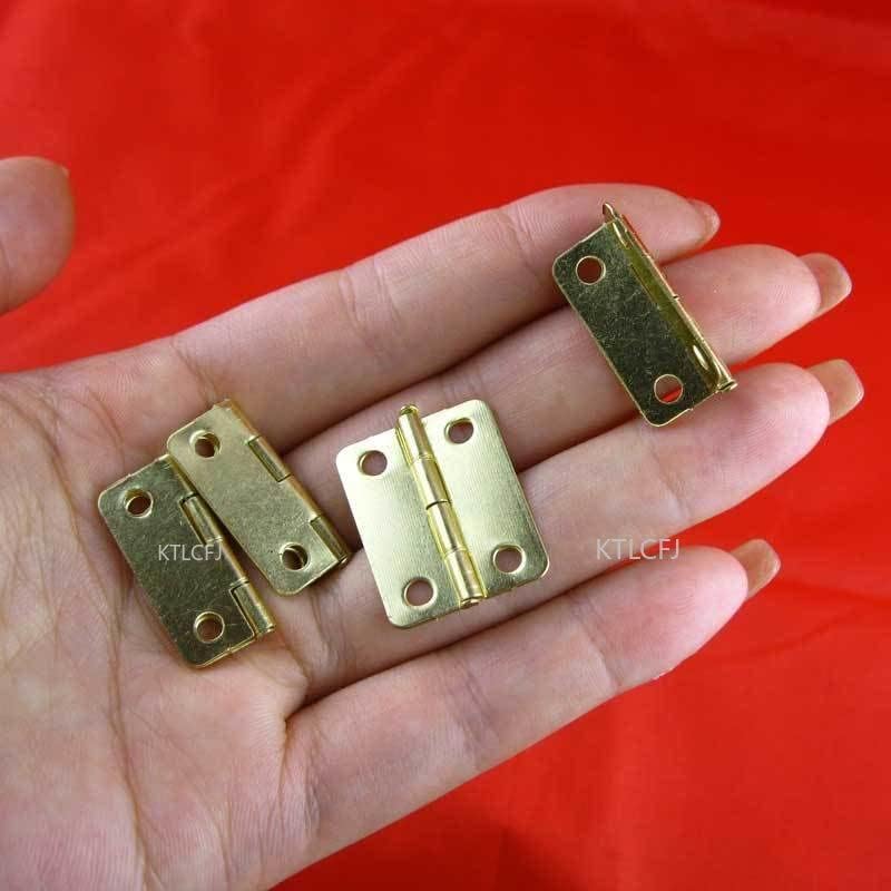 10db Szerelvények Haza Hardver Apró Arany/Bronz Mini Kis Fém Zsanérok az Előregyártott Miniatűr Szekrény Bútor - (Szín: Arany)