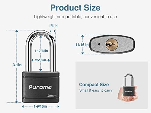 Puroma 2 Csomag Húzva, a Lakat, 3 Kulcs, 1.8 Inch Szekrény Zár 40mm nagy teherbírású Zár a Kapu Kerítés Hasp Kabinet Toolbox