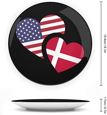 Dánia amerikai Zászló Dekorációs Tányér Kerek Kerámia Tányér porcelán Tányér Kijelző Állni Fél Esküvői Dekoráció
