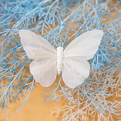 Berfutall - Toll Pillangó Dekoráció Készlet 12 db Fehér Hajó Pillangók a Drót .Fél Tavaszi Lakberendezés Virágos Képek