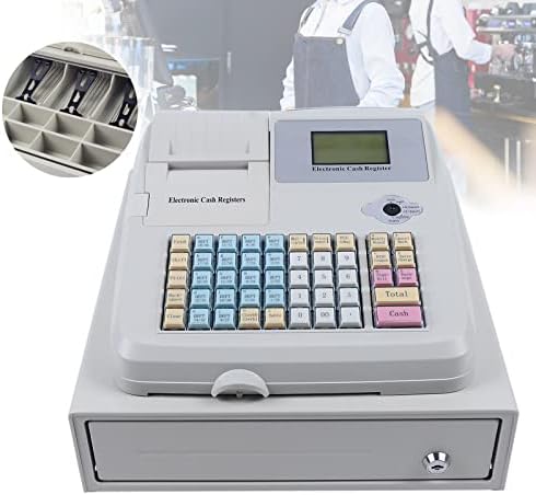 VPABES pénztárgép 48 Kulcsok Elektronikus pénztárgép Pos Rendszer, Lapos Billentyűzet hőnyomtató 8-Digitális LED Kijelző Kiskereskedelmi