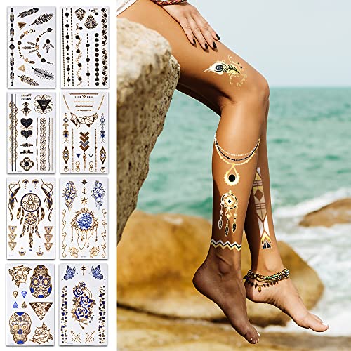 INTEROOKIE Tetoválás matrica aranyozott egyszerű személyiség minta Tetoválás matrica, vízálló, tartós, művészeti kis friss tetoválás