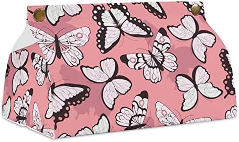Rózsaszín Pillangók Szövet Borító Dekoratív Szalvéta tartó Papír Esetben Adagoló a Home Office Autó