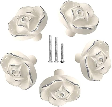 Uenhoy 5 Db Rose Fiókban Gombok Régi Komód Antik Gombok Rózsa Virág Kabinet Gombok Szekrény Hiúság Éjjeliszekrény Szekrény Csavarokkal
