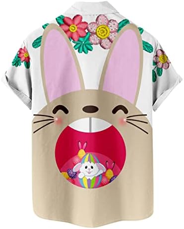 A férfiak Vicces Húsvéti Póló, a Zsebek Aranyos Rabbit Nyomtatott Rövid Ujjú Felsők Hawaii Pullovers Ünnep Blúz