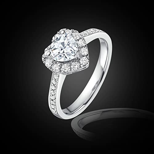 2023 Női Gyémánt Gyűrű, Szív Alakú Ékszer Gyűrű Eljegyzési Ajándék Gyűrű Buborék Gyűrűk Nők számára (Ezüst, 9)
