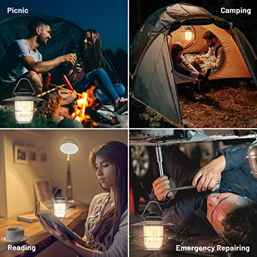 Évjárat Lámpás Újratölthető, Fém Retro Camping Lámpa Hordozható Vízálló, LED Szabályozható Ellenőrzés, a Kemping,a Szabadban,Vészhelyzet,áramkimaradások,