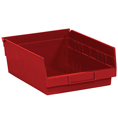 Top Pack szállítási Műanyag Polc Bin Dobozok, 11 5/8 x 11 1/8 x 4, Piros (Csomag 8)