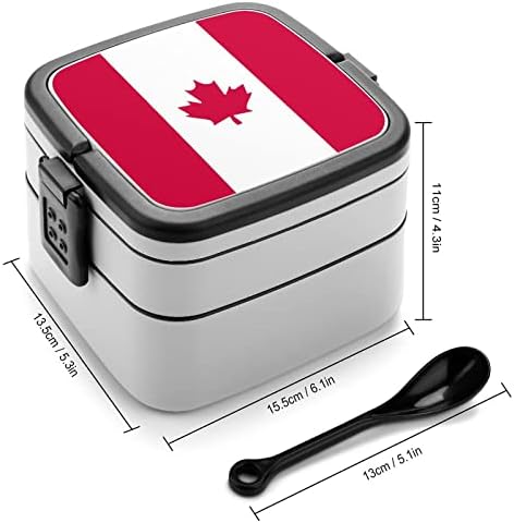 Kanadai Zászló Dupla Réteg Bento Box Étkezés Konténerek Kezelni, Hordozható, Irodai Munka