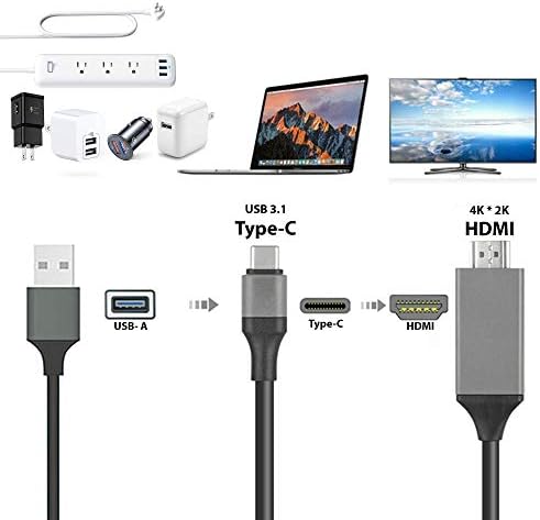 Művei Tek Styz PRO USB-C HDMI-Kompatibilis Samsung Galaxy A12 a 4k-s a hálózati Port, 6ft Kábel Teljes 2160p@60Hz, 6Ft/2M Kábel [Szürke/Thunderbolt