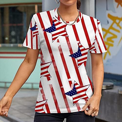 Amerikai Zászlós Póló Női, Női július 4 póló Hazafias Rövid Ujjú USA Tunika Nyári Csillagok, Csíkos Blúz, Maximum