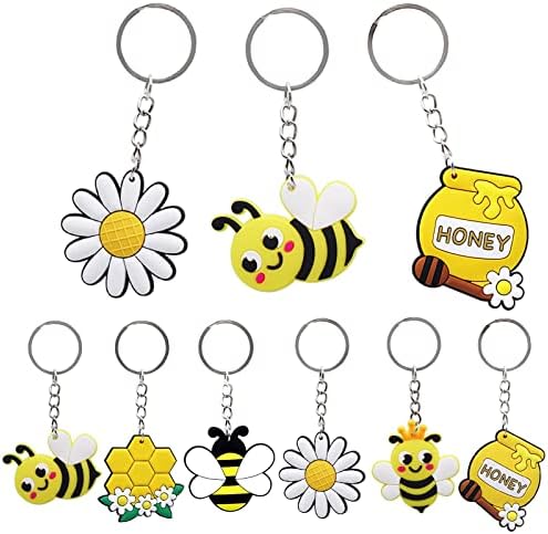 Omlisca 24 Csomag Aranyos Méhek Keychains -Méh-Méz-Napraforgó Keychains Party Kellékek Szívességet, Gyerek Party Táska Töltőanyagok, Iskolai