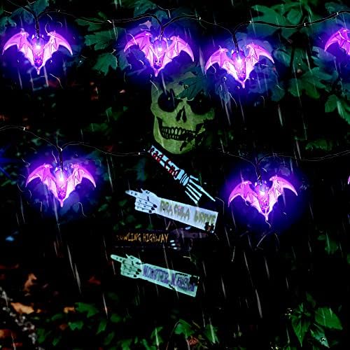FUCHSUN $$$ Halloween Led String Fény 30 Led Bat Fények String elemes Vízálló 16 Láb Lóg Fény Időzítő Funkció Otthoni Dekoráció
