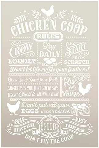 A csirke Coop Szabályok Stencil által StudioR12 - Válassza ki a Méretet - USA Készült - Kézműves DIY Parasztház Ország lakberendezés |