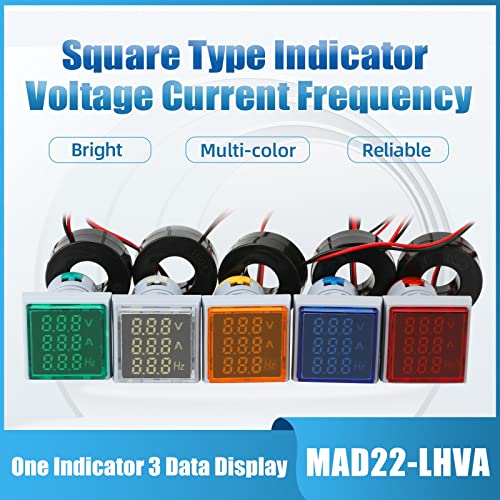Manhua Miniatűr digitális voltmérő a voltamonitor fényes LED-kijelző voltalamp 22mm öt szín tér panel 110v220v10A - (Szín: Piros)