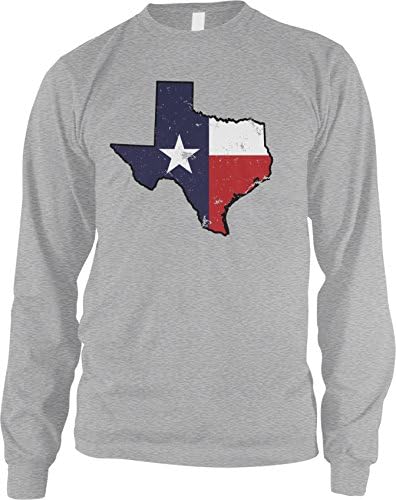 Amdesco Férfi Texas Állam Alakú Zászló, Texas Alakú Zászló Hosszú Ujjú Póló