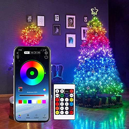 Ragyogj Csillag Karácsonyi String Fények,16FT, valamint 33FT LED Multicolorful Változó Fa Fény, Telefon Alkalmazást, majd Távoli Szín Vezérlő