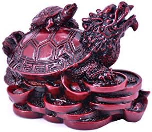 A VONAT trading inc Feng Shui Dragon Turtle Vagyon Védelem Szobor Figura (Piros)