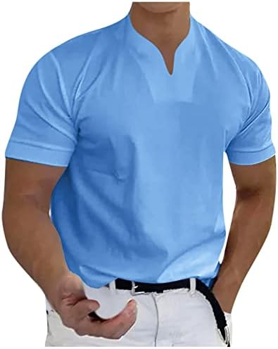 DuDubaby Férfi Slim Fit póló, Alkalmi egyszínű V-Nyakú férfi Üzleti Hosszú Ujjú Póló