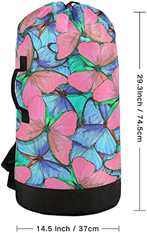Rózsaszín Kék Pillangó a csomagot, nagy teherbírású Mosoda Hátizsák, vállpántok Kezeli Utazási csomagot a vákuumzáras Piszkos Ruhát Szervező