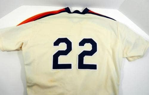 1989 Houston Astros Roger Mason 22 Játék, Használt Krém Jersey Neve Lemez Eltávolítása 7 - Játék Használt MLB Mezek