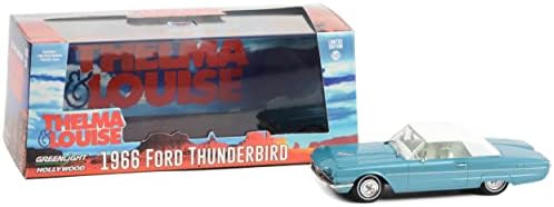 1966 Thunderbird Kabrió (Top-Up) Világoskék Találkoztam. w/Fehér Belső Thelma & Louise (1991) Hollywood 1/43 Fröccsöntött Modell Autó Greenlight