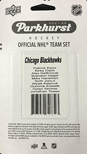 A Chicago Blackhawks 2021 2022 Felső szint Gyári csomagolásban 10 Kártya Csapat Szett Patrick Kane and Jonathan Toews Plusz