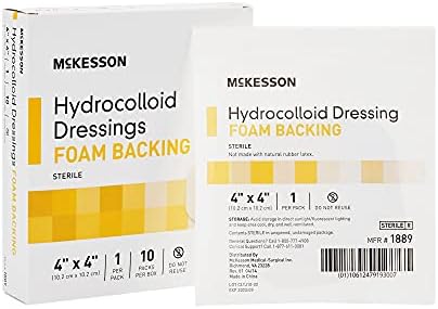 McKesson Hydrocolloid Kötszerek Habbal Hordozó, Steril, 4 x 4, 10 Szám, 1 Csomag
