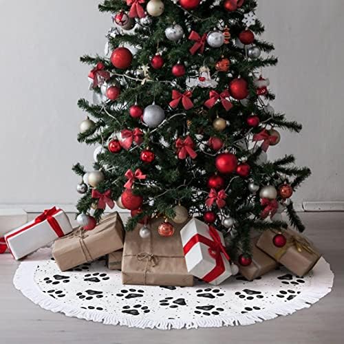 Kutya lábnyom karácsonyfa Mat Szoknya Fa Alap Fedezi Bojtos Holiday Party Karácsonyi Dekoráció 48x48