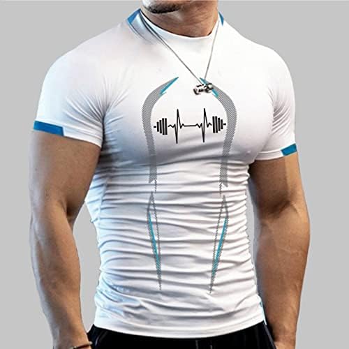 XXBR Férfi Sport póló Mock Nyak Gyors Száraz Fitness Grafikus Póló Felső Nyáron Edzőtermi Edzés, Rövid Ujjú Tshirt Tömörítés