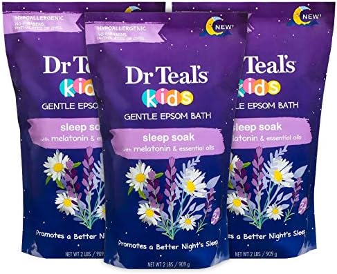 Dr. Teal Gyerekeknek nyugodt Alvás Áztassa Fürdő Tiszta Epsom Só, Melatonin - (3 Pack, 6 kg Teljes) - Kókusz, illetve Egyéb