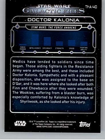 2018 Topps Star Wars Galactic Fájlok TFA-40 Doktor Kalonia Hivatalos Non-Sport Kereskedelmi Kártya NM-es, vagy Jobb Conditon