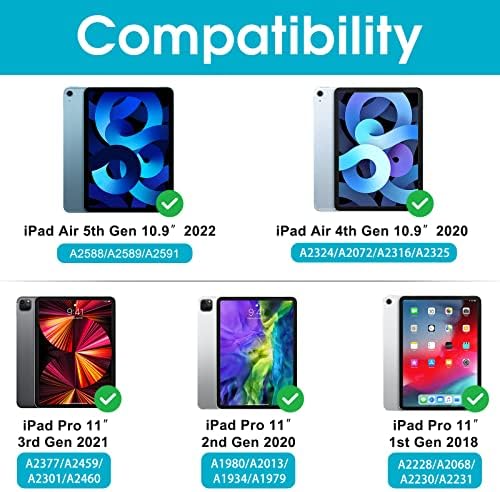 ProCase Billentyűzet az Esetben az iPad 5//Levegő 4/iPad Pro 11 Csomag 4-Way Adatvédelmi Képernyő Védő 10.9 iPad Air 5 2022/iPad 4 2020/iPad