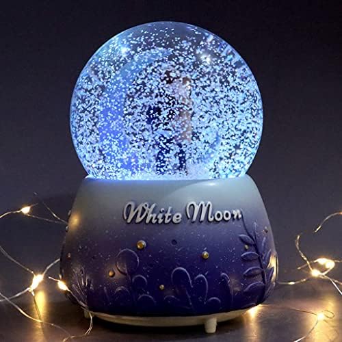 TFIIEXFL Kreatív Színes Fények Úszó Hópelyhek Fehér Holdfény Pár Üveg Crystal Ball Music Box Tanabata Szülinapi Ajándék (Szín : D, Méret