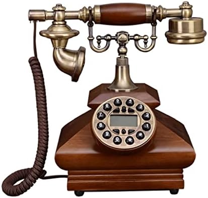 LHLLHL Antik Retro Telefon Tömör Fa Vezetékes Dekoráció, Gombot, Tárcsázza a Hívófél-AZONOSÍTÓ, Háttérvilágítású Kihangosító Hívás (Szín