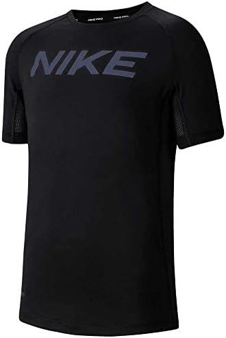 Nike Gyerek Fiú Pro Rövid Ujjú Felszerelt Felső (Gyerekek), Fehér/Fekete