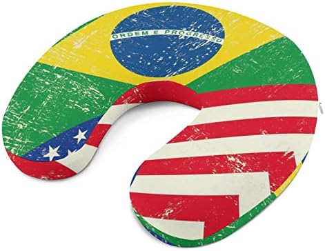 Brazília, USA Zászló Utazási Nyak Párna U Alakú Fej-Nyaki Támogatás Párna Memory Foam Fejtámla Autó Irodában, Otthon Alszik