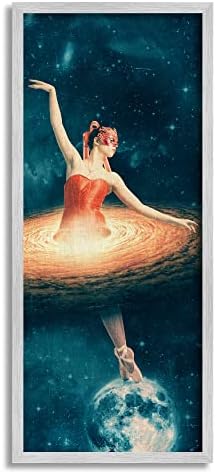 Stupell Iparágak Táncoló Balerina Vörös Köd Ruha Hold világűrben, Design by Paula Belle Flores