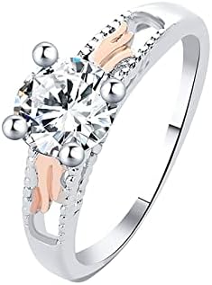 Eljegyzési Kerek Vágott Zircons Nők Esküvői Gyűrű, Ékszerek, Gyűrűk, a Nő Teljes Gyémánt Női Gyűrű Forgó Gyűrű a Tizenévesek számára (Ezüst,