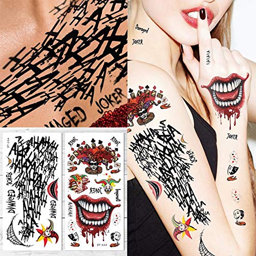 Supperb Halloween Joker Ideiglenes Tetoválás Jelmez Tetoválás Arcát Tetoválás Készlet (Csomag 2)