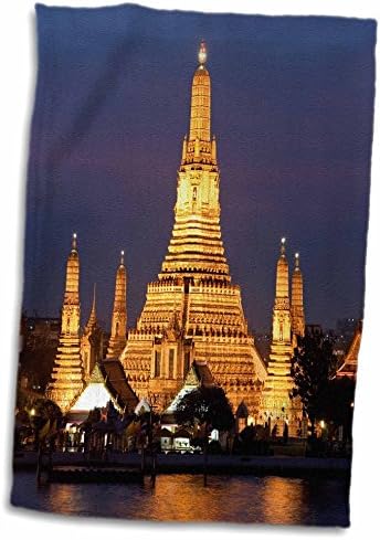 3dRose Wat Arun alkonyatkor a hajó a Chao Phraya Folyó, Bangkok, Thaiföld - Törölköző (twl-226048-3)