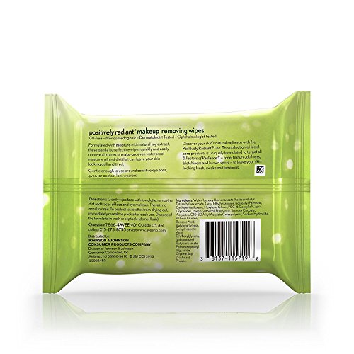 AVEENO Aktív Naturals Pozitívan Sugárzó Smink Eltávolítása Darabos, 25 ea (Csomag 6)