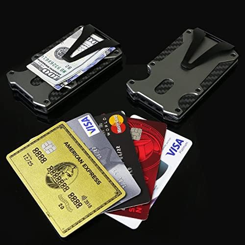 WXM Tárca a Férfiak pénzcsipesz RFID-Blokkoló Igazi Szénszálas, Alumínium Ötvözet Tartja, Hitelkártya, Készpénz-Ultra-Vékony, Minimalista
