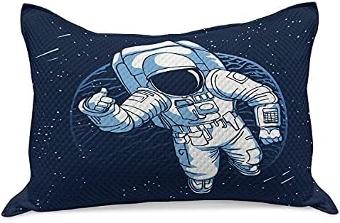 Ambesonne Űrhajós Kötött Paplan Pillowcover, Rajzfilm Design egy Űrhajós a Csillagos Űrben, Standard Queen Méretű Párna Fedezni